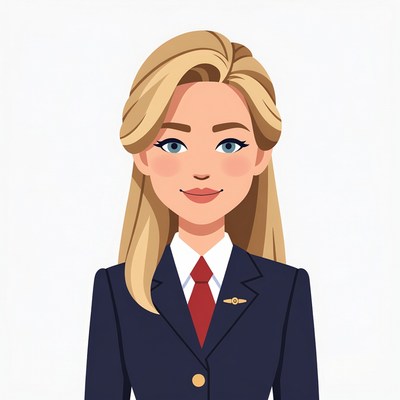 Blonde woman in navy suit