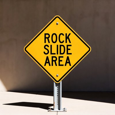 Yellow Rock Slide Area Warning Sign