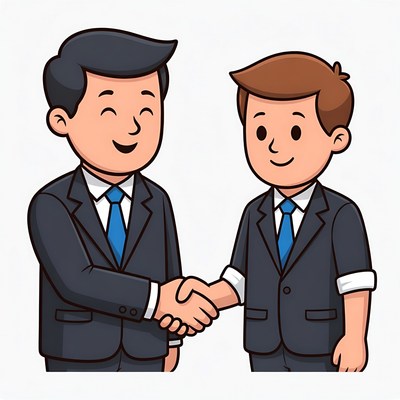 Two businessmen shaking hands illustration