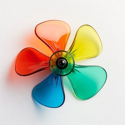 Colorful Rainbow Fan Blades Top View