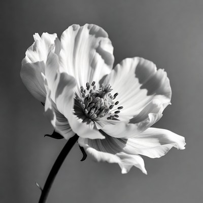 Black and White Anemone Flower