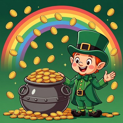 Leprechaun holding pot of gold