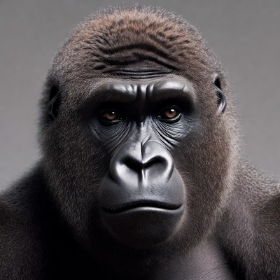 Close-up of intense gorilla face