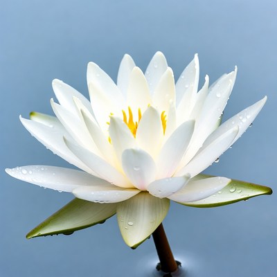 White lotus flower with water droplets