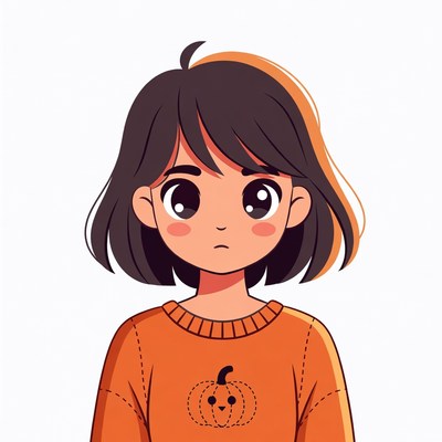 Anime girl in pumpkin sweater