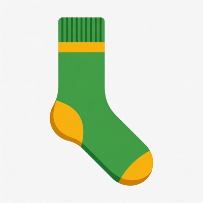 Green Sock with Yellow Trim