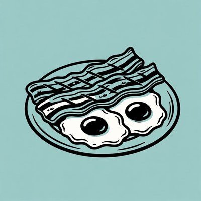 Cartoon Bacon and Eggs Plate