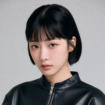 Asian woman in black jacket