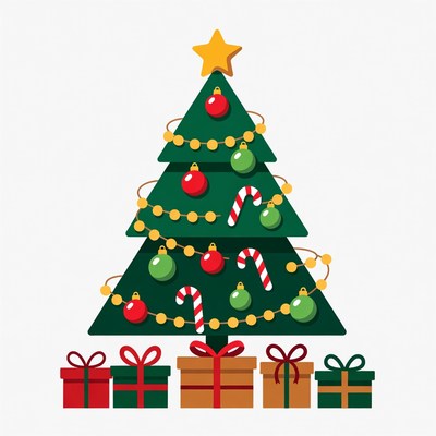 Decorated Christmas Tree with Gifts