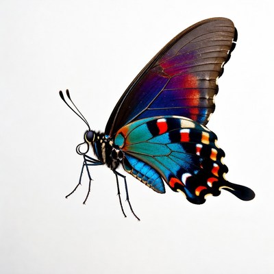 Colorful Swallowtail Butterfly on White