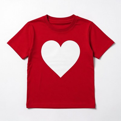 Red kids t-shirt with white heart