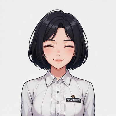 Smiling Asian receptionist woman