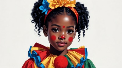 African-American girl as clown