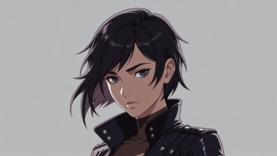 Anime girl in leather jacket