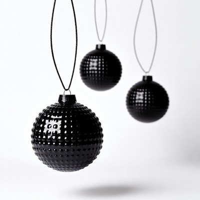 Black Textured Christmas Ornaments Hanging