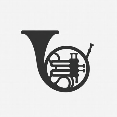 French Horn Silhouette Illustration
