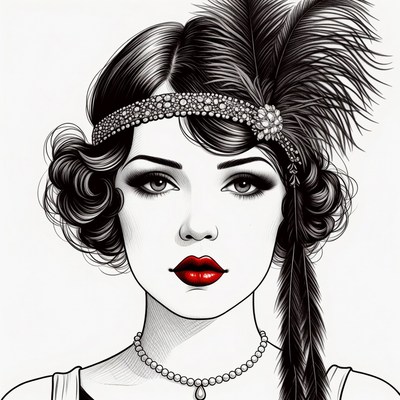 Flapper girl with feather headband