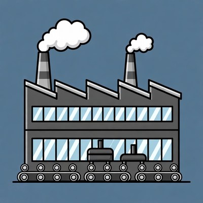 Industrial Factory with Smokestacks