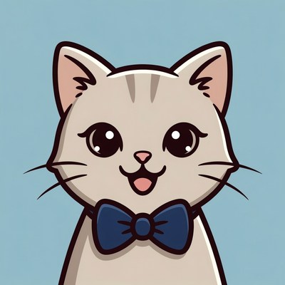 Cute gray cat with bow tie