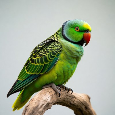 Rose-ringed Parakeet perched on branch