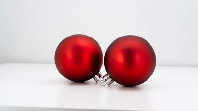 Two Red Christmas Ornaments
