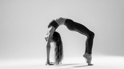 Woman performing wheel yoga pose