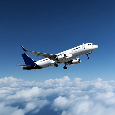 White Airplane Flying Over Clouds