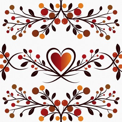 Autumn Leaf Branches Heart Border
