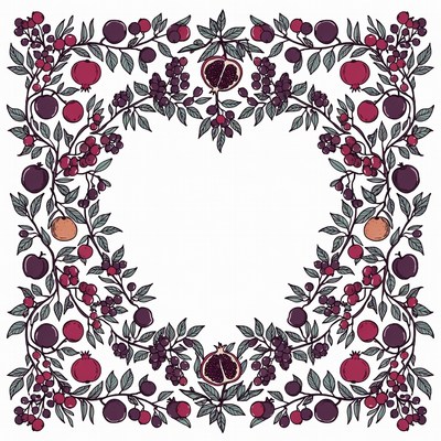 Pomegranate Vine Floral Frame