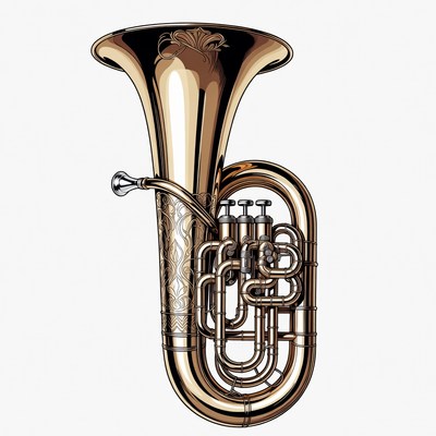 Ornate Brass Tuba Illustration