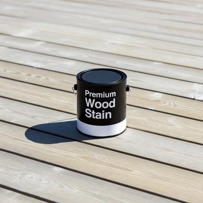 Premium Wood Stain Can on Deck