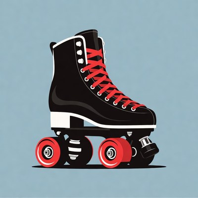 Black Roller Skates with Red Wheels