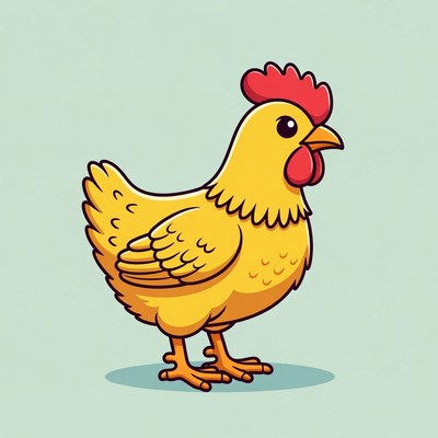 Cute yellow cartoon chicken