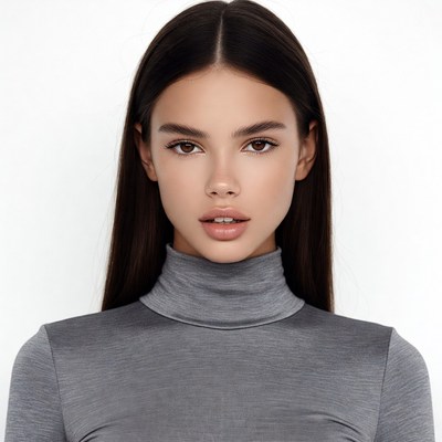 Beautiful woman in gray turtleneck