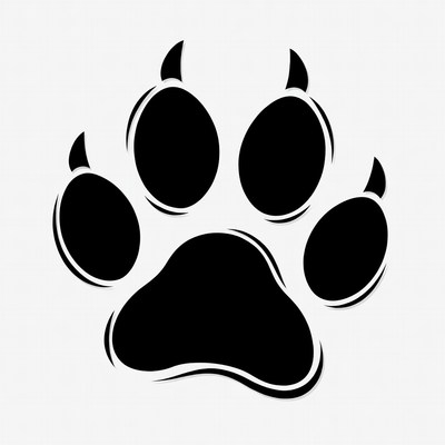 Black wolf paw print illustration
