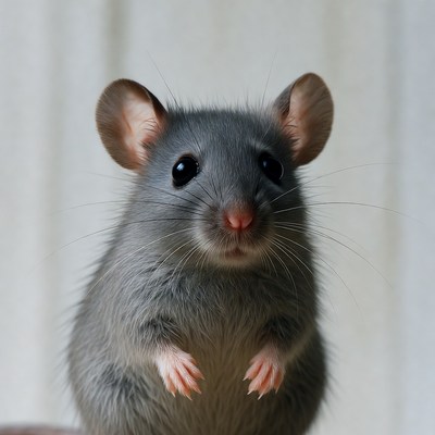 Cute gray mouse close-up