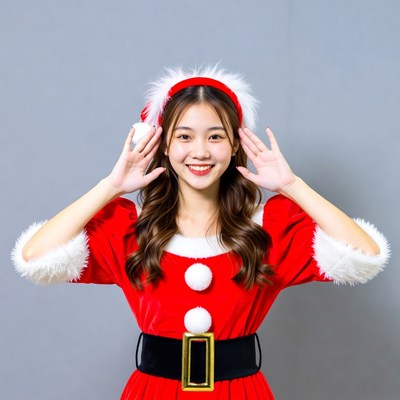 Asian woman in Santa costume