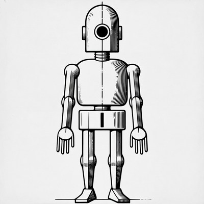 Vintage line art robot