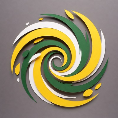 Abstract Green Yellow White Spiral