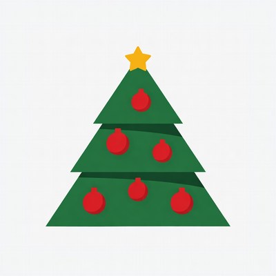 Green Christmas Tree with Red Ornaments