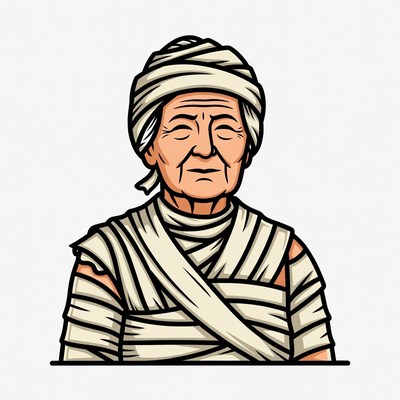 Elderly mummy woman illustration