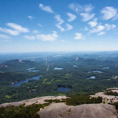 Aerial View of City Mountains and Lakes
