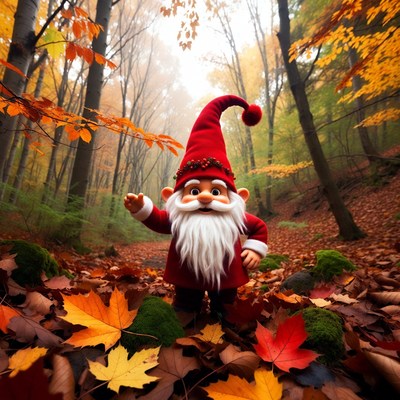 Santa Gnome in Autumn Forest
