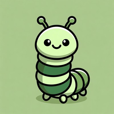 Cute green cartoon caterpillar