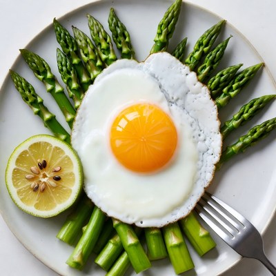 Asparagus with Fried Egg and Lime
