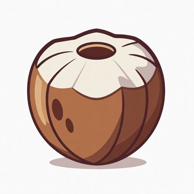 Cartoon Coconut with White Top