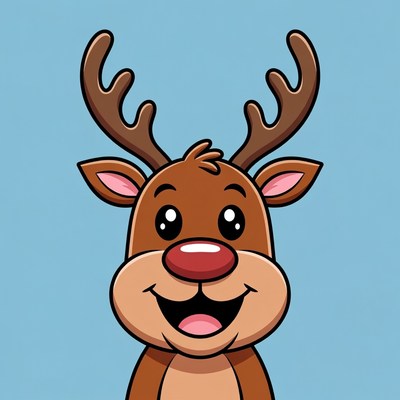 Cute Cartoon Reindeer Smiling