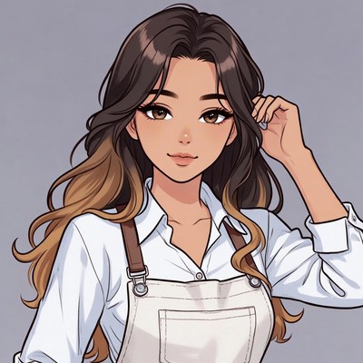 Anime girl in white apron