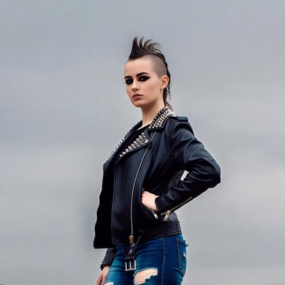 Woman with mohawk in leather jacket