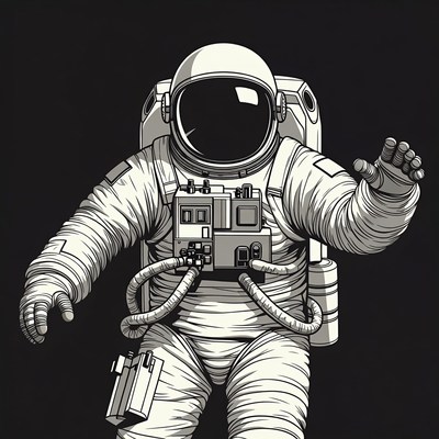 Astronaut waving in space suit